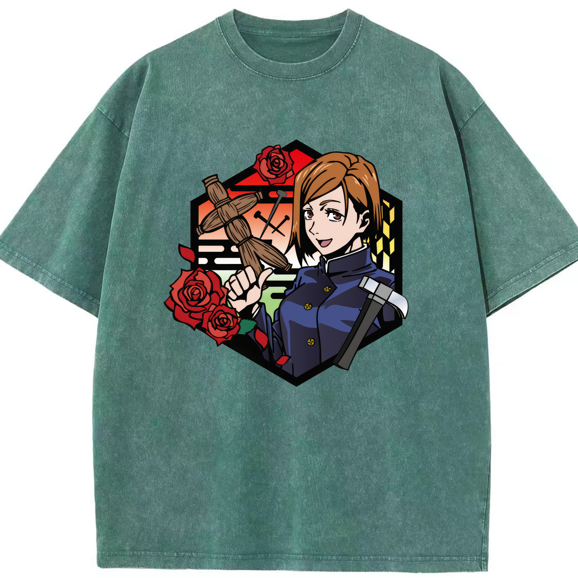 （画像用） 呪術廻戦 Jujutsu Kaisen 綿100% ヴィンテージ風 半袖Tシャツ（フロントプリント）